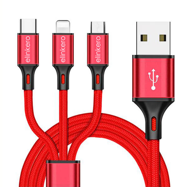 Bulk buy USB cable online,3 in 1 braided cables wholesale ,for iPhone,Android,Type-C